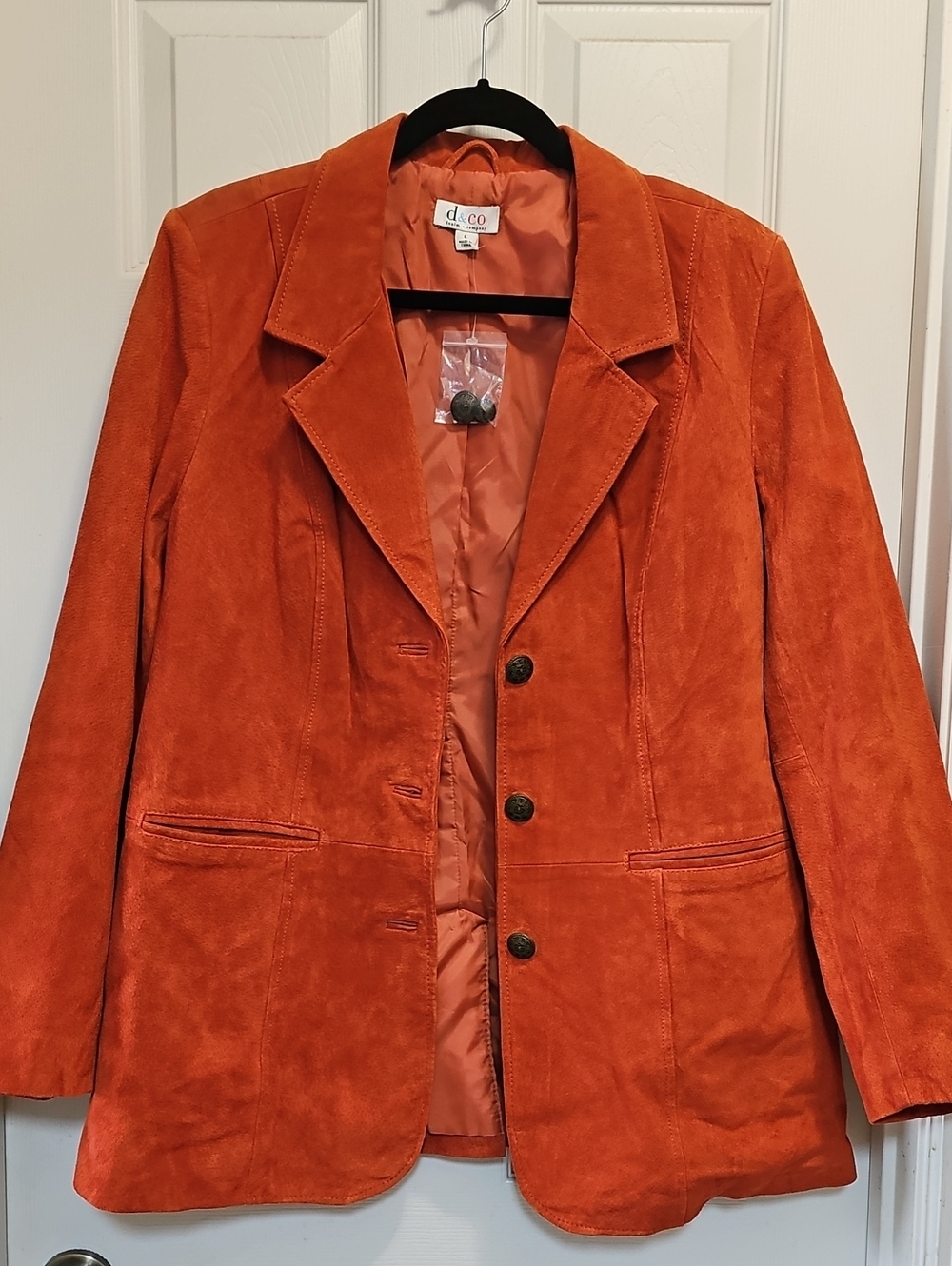 Denim&Co Orange Suede Single-Breasted Blazer